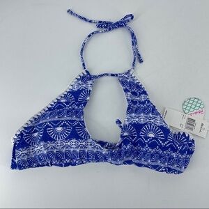 Raisins Blue Aztec Crochet Bikini Top only Tie